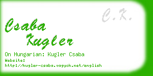 csaba kugler business card